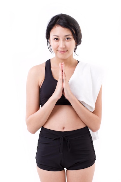 Glückliches Yoga-Frauen-Selbstpflegekonzept