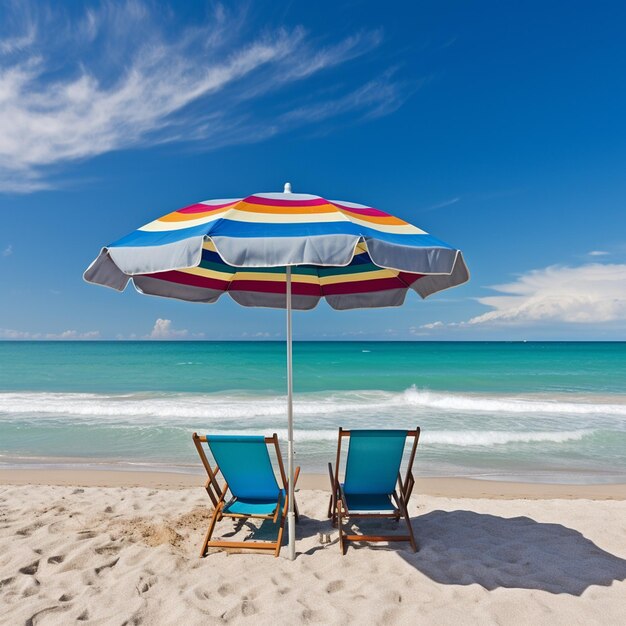 Glückseligkeit am Strand bei strahlend blauem Himmel