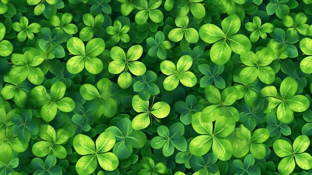 Glücksklee, vier grüne Blätter, Bildhintergrund, KI-generiertes Bild