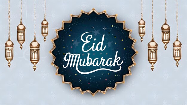 Foto glückwunschkarte realistische darstellung fängt die feierliche essenz von eid mubarak ein