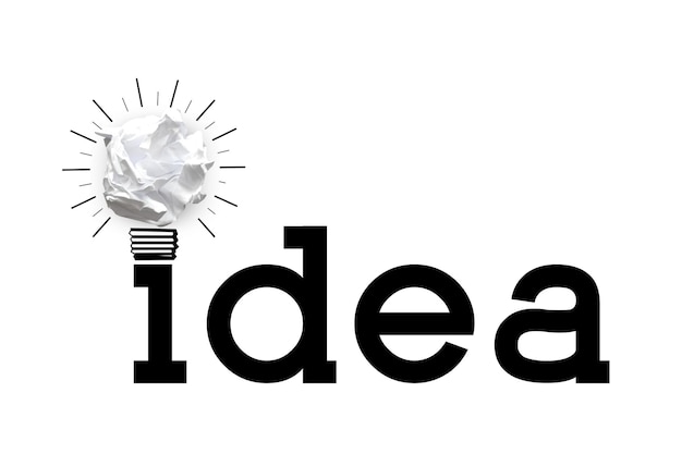Foto glühbirne aus zerknittertem papier idee kreativitätskonzept