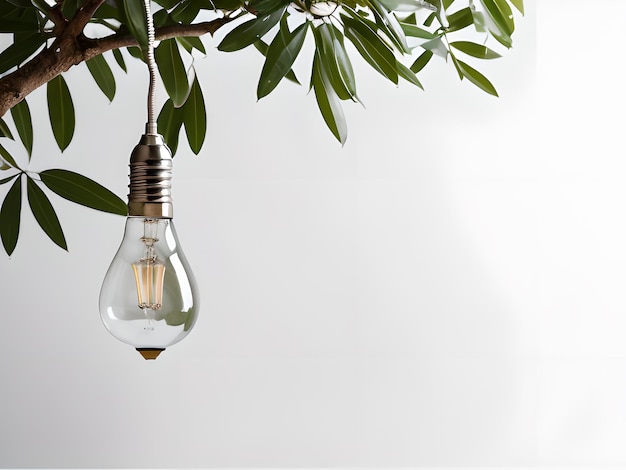 Glühbirne mit Blättern, Baumfrüchten oder Pflanzen Öko-Glühbirne Energiesparlampe KI-generiert