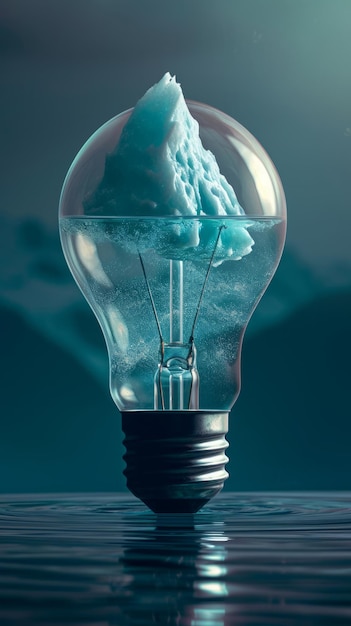 Glühbirne mit Eis im Inneren, leuchtende Innovation für Kühllösungen