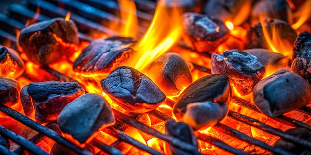 Foto glühende holzkohle auf dem grill ein schillerndes schnappschuss der grillmagie