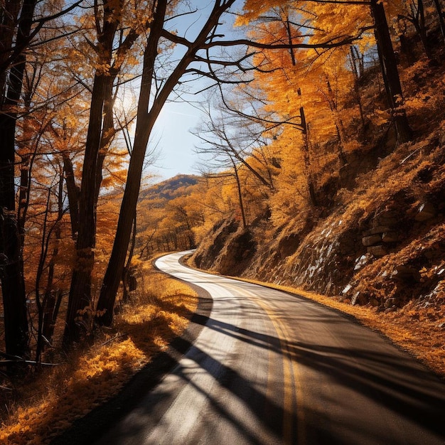 Glühende Landstraßen Herbstlandschaft Foto