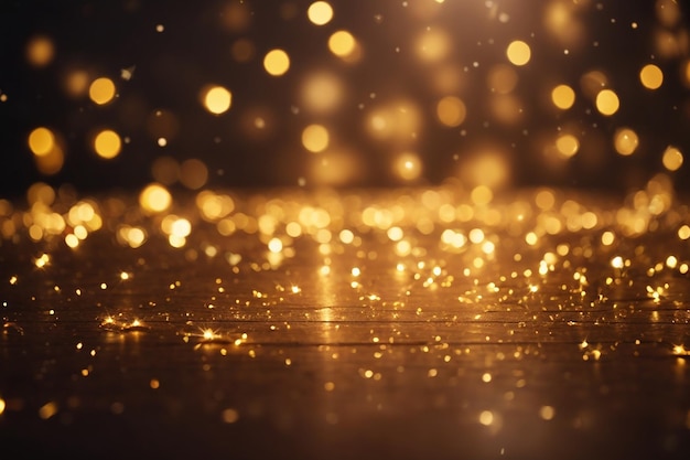 Glühende Lichter funkeln auf goldenem Bokeh-Hintergrund