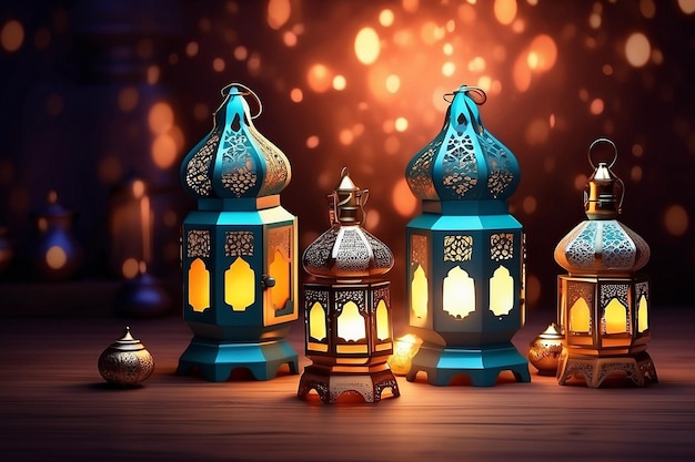 Glühende marokkanische Zierlaternen auf dem Tisch