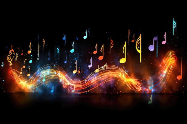 Glühende Musiknoten im Hintergrund mit Bokeh