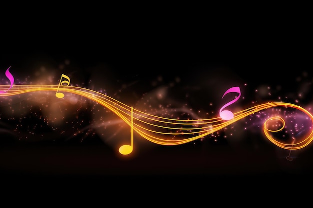 Glühende Musiknoten im Hintergrund mit Bokeh