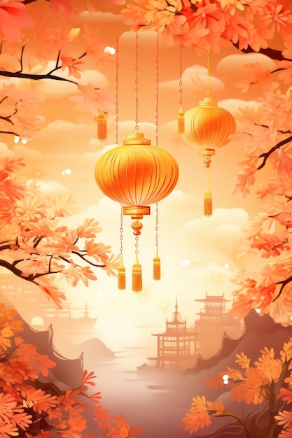 Foto glühende traditionen chinesische neujahrs-lampen-szene