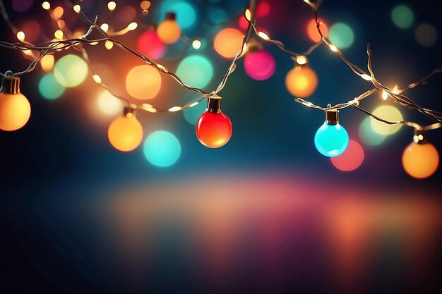 Glühende Weihnachtslichter, frohes Neujahr, Bokeh-Hintergrund