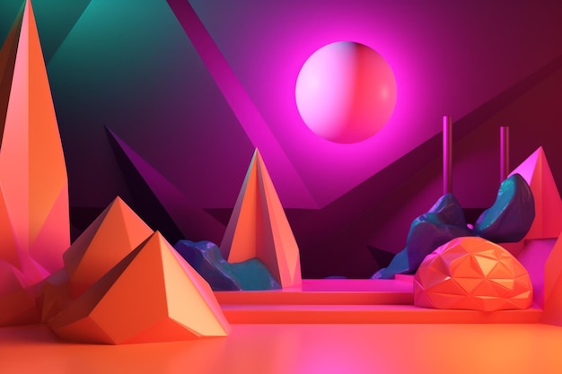 Glühender abstrakter 3D-Hintergrund mit tropischem Thema