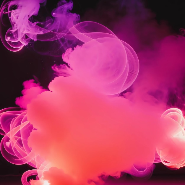 Glühender rosa Rauch mit dunkelschwarzem Hintergrund
