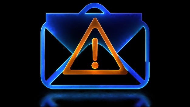 Glühendes Schleifen-Symbol Spam-E-Mail Neon-Effekt schwarzer Hintergrund