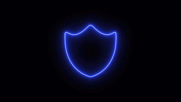 Glühendes Sicherheitsschild-Symbol, das Schutzsicherheit und digitale Sicherheit darstellt