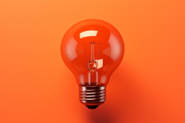 Foto glühlampe auf orangefarbenem hintergrund 3d-illustration