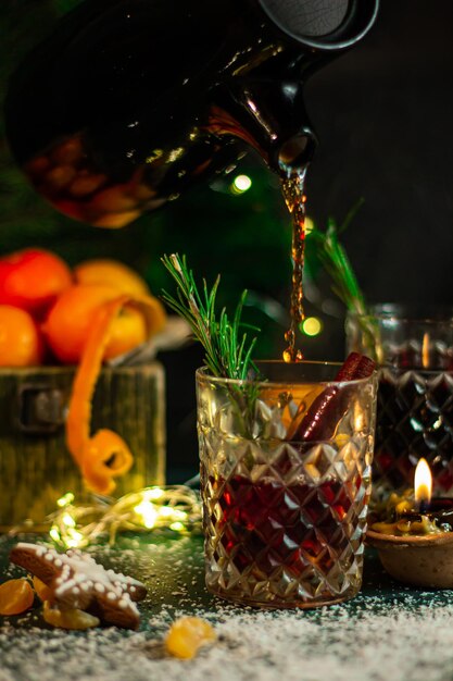 Foto glühwein neujahr weihnachten hintergrund