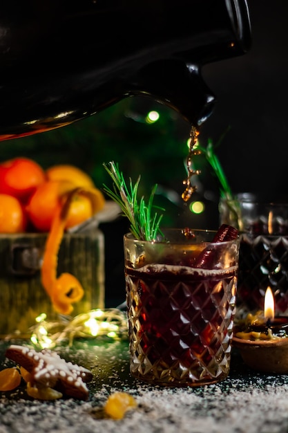 Glühwein Neujahr Weihnachten Hintergrund