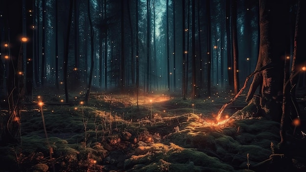 Glühwürmchen im Nachtwald