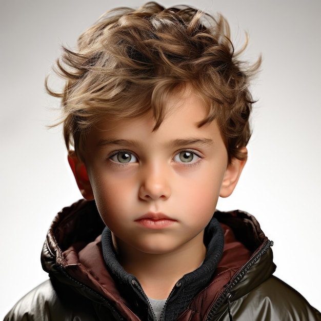 Glum, un niño estadounidense de cinco años, estudio de fotografía.