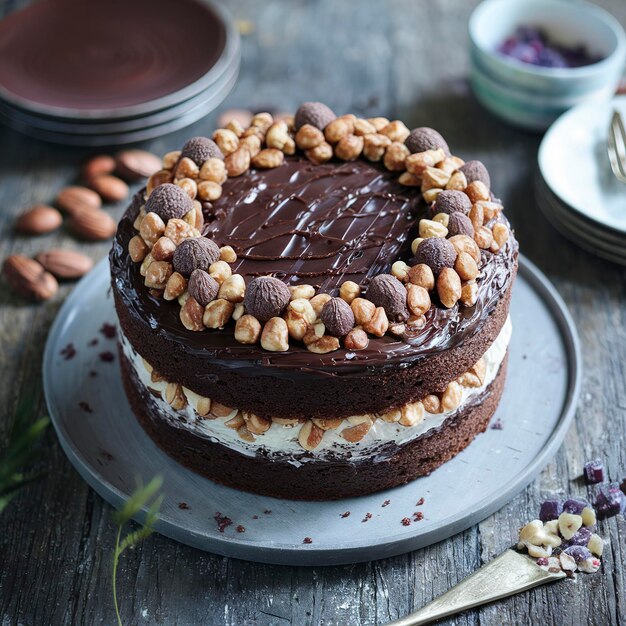 glutenfreier Schokoladenkuchen mit Nussschicht