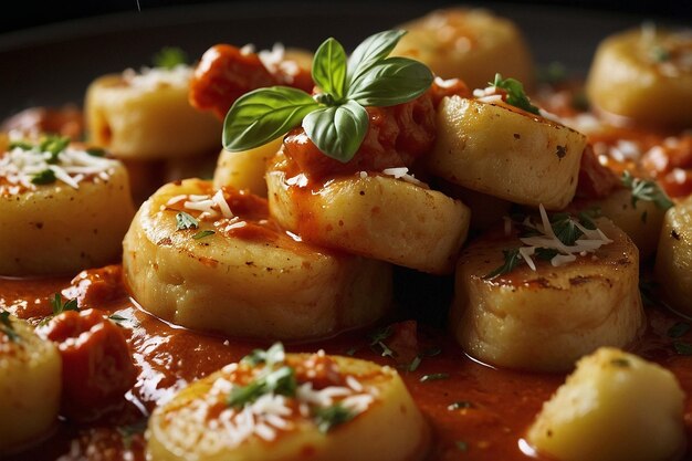 Foto gnocchi con una salsa picante de arrabiata