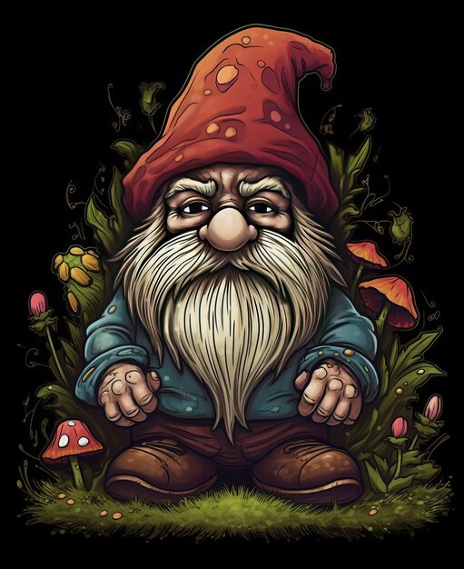 Gnome em estilo de desenho animado em um fundo colorido foco suave seletivo