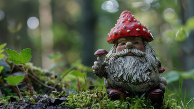 Gnome-Figur inmitten des Waldes