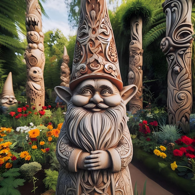 Gnome-inspirierter Garten-Totempfahl