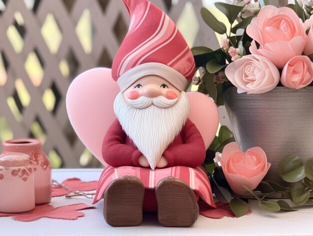 Foto gnomos de são valentim em rosa