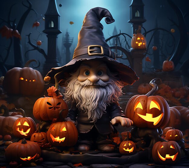 Gnomos e abóboras de Halloween