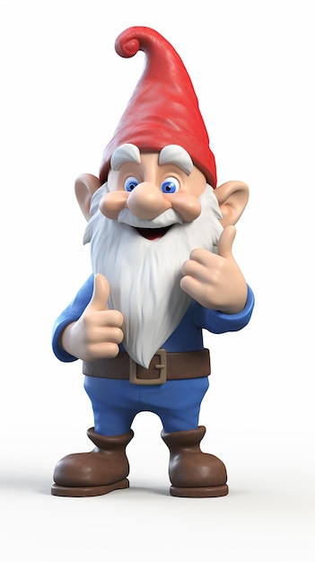 Gnomos felices en 3D sobre un fondo blanco