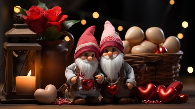 Gnomos lindos Día de San Valentín Funny Banner Fondo de imagen de escritorio fondo de pantalla de fondo de HD