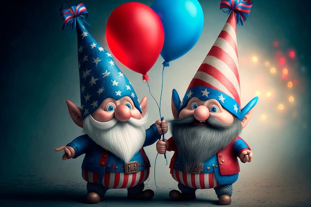 Foto gnomos patrióticos celebram o dia da independência