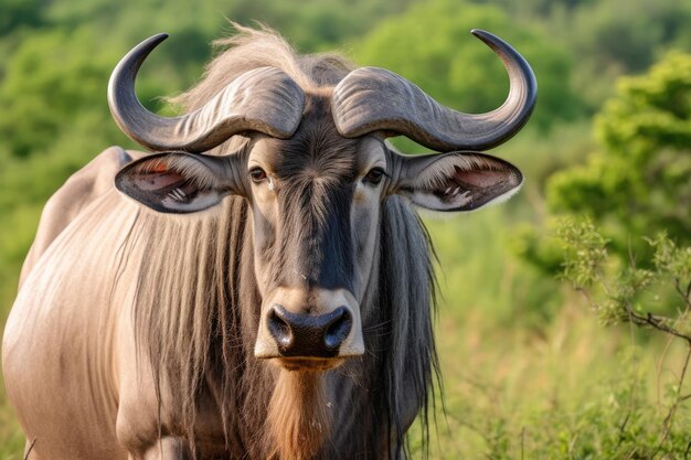 Foto gnu en la vida silvestre de cerca