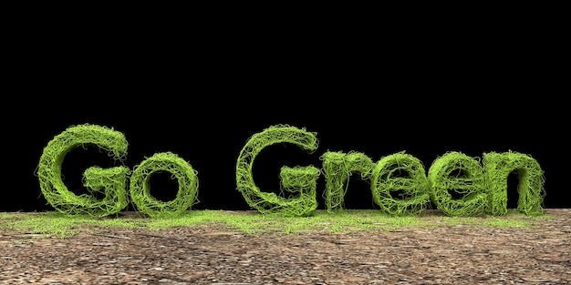 Go Green-Konzept isoliert auf schwarzem Hintergrund