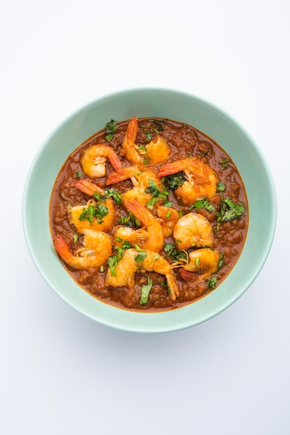 Goan Garnelen oder Shrimp Curry oder Zinga Masala auch bekannt als KolambiÃ'Â kalwanÃ'Â oder Tikhle