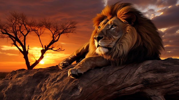 Gobernante de la sabana africana majestuoso león retratando la esencia indomable de la naturaleza vida silvestre