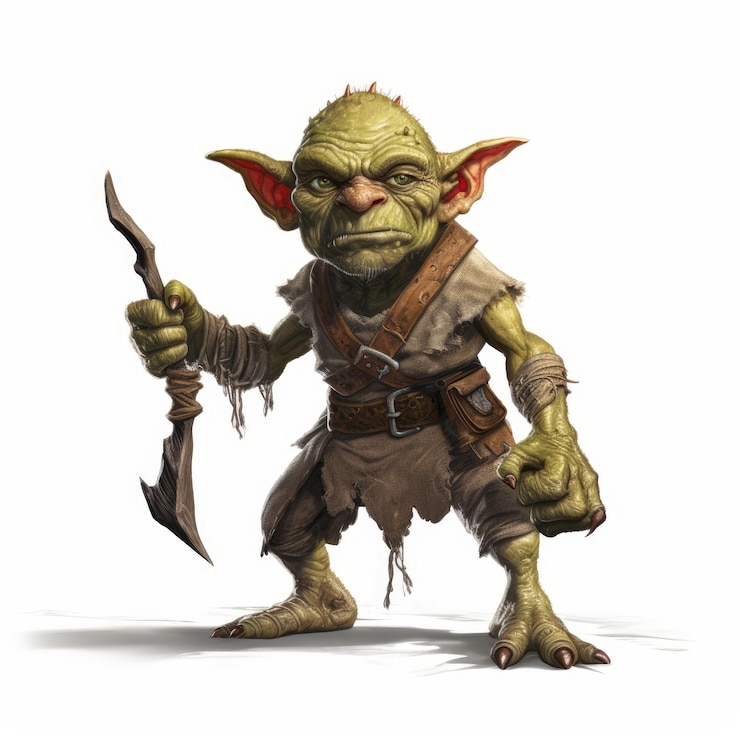 Foto goblin auf weißem hintergrund