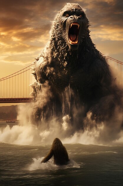 Foto godzilla come a fotografia de king kong