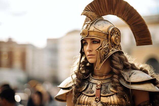 Göttin Roma, die die Stadt Rom verkörpert, oft dargestellt mit Rüstung und Helmillustration