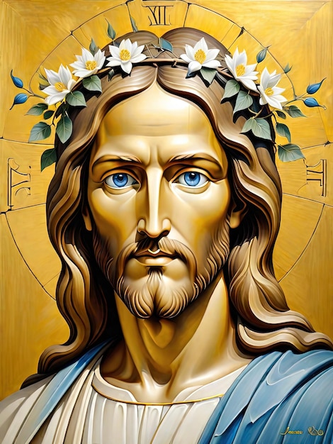 Foto göttliche kunst, die jesus in malerei darstellt