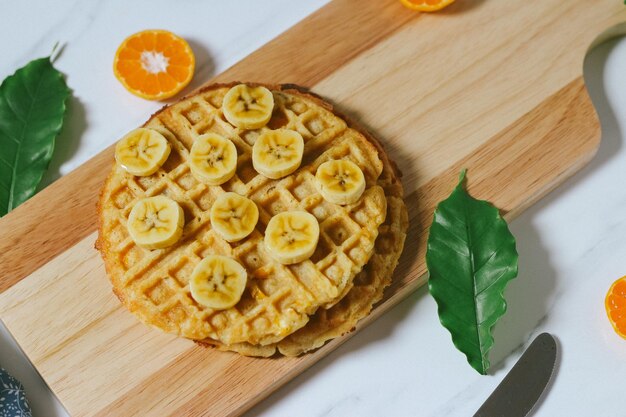 Gofres caseros con plátano Waffle Mármol