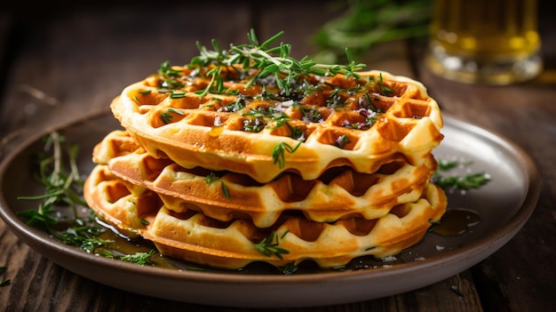 Gofres salados caseros para el desayuno