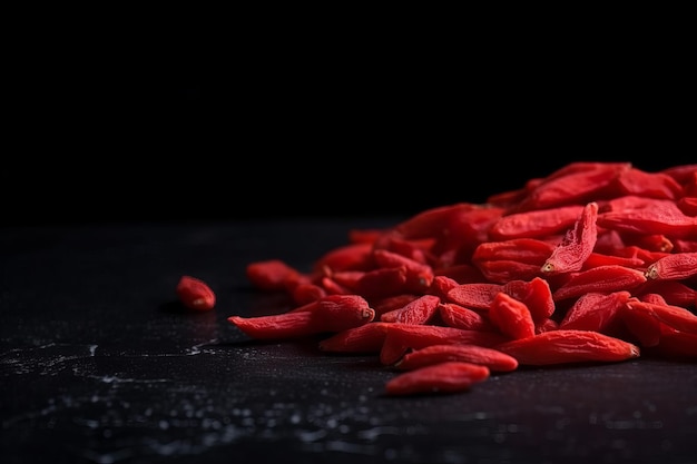 Goji-Beeren auf schwarzem Hintergrund