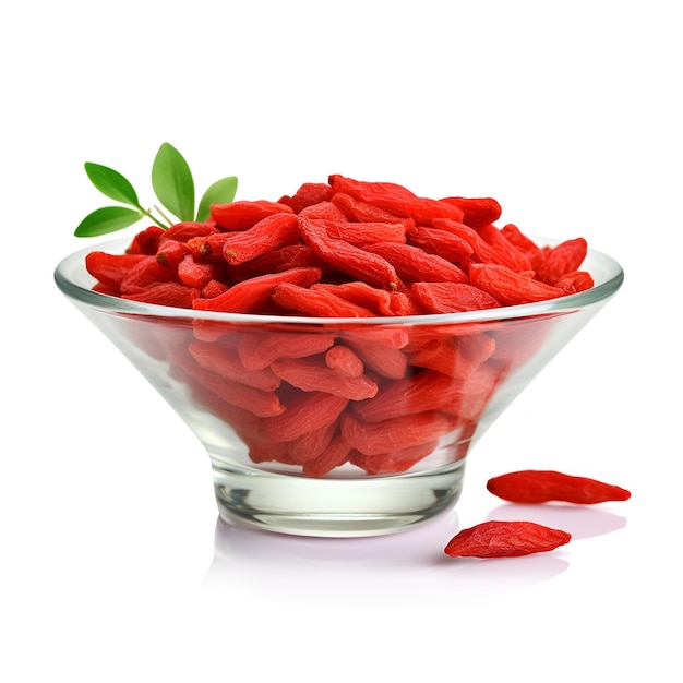 Goji berries primer plano en fondos blancos generado por la IA