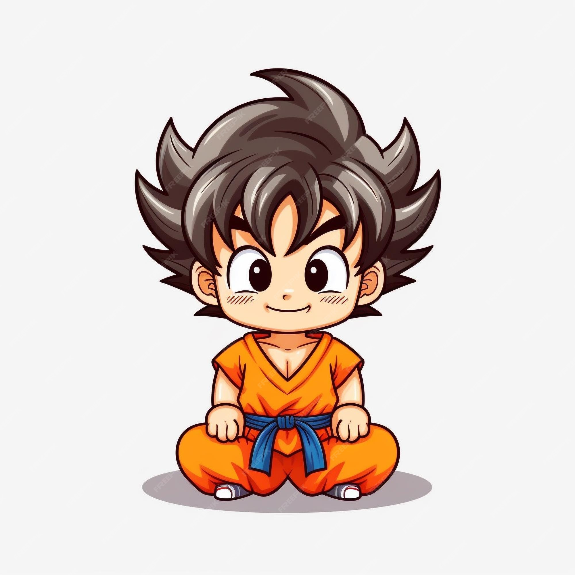 Goku de dragon ball z em um adesivo de estilo artístico desenhado à mão