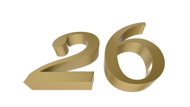 Gold 26 Nummer 3D-Illustrationsrendering