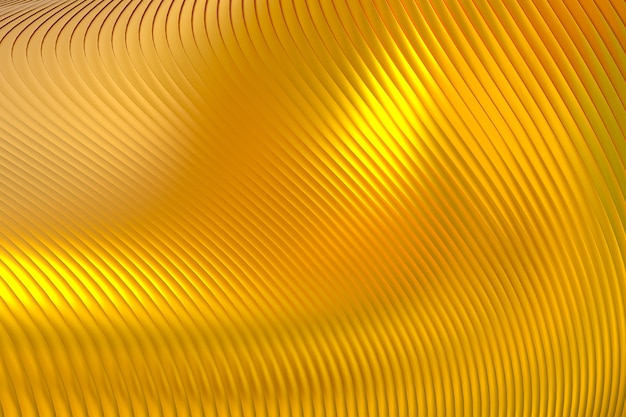 Gold abstrakte Wandwellenarchitektur abstrakten Hintergrund 3D-Rendering, goldener Hintergrund für die Präsentation