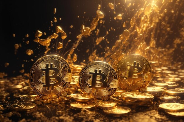 Gold Bitcoin Crash Konzept einer Kryptowährung ai generative